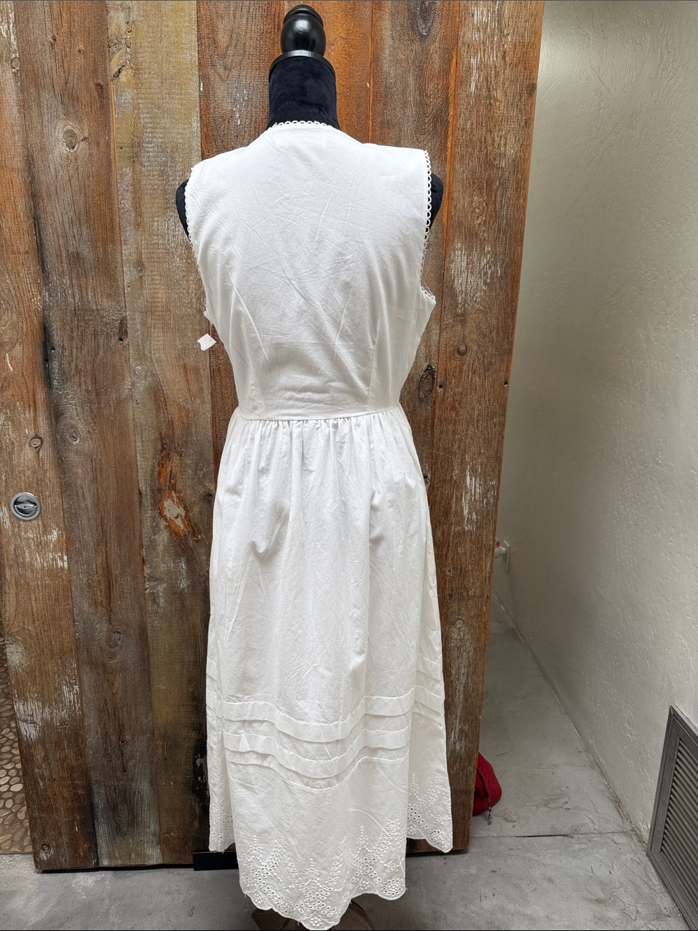 Lush White Tie-Front Eyelet Midi Dress - Picture 2 of 9
